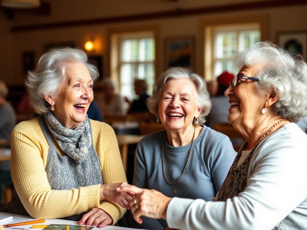 Seniors laughing together during a community activity